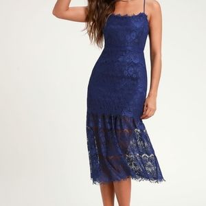 Lulus royal blue lace sleeveless midi dress